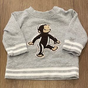 Hanna Andersson Gray Sweatshirt with Curious George Monkey Patch